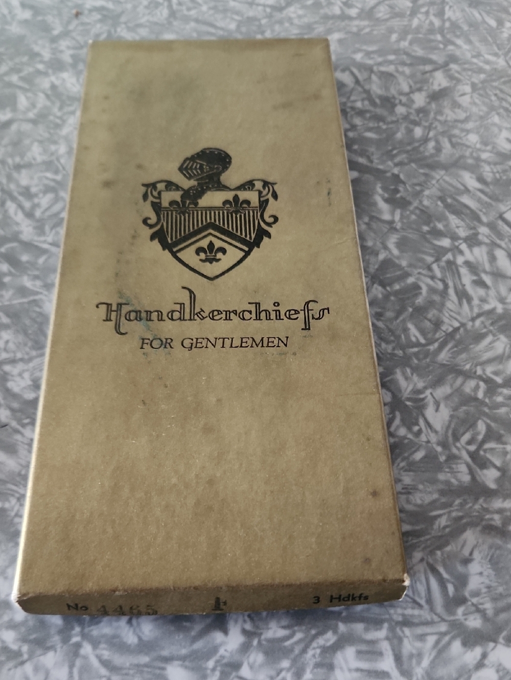 Source Unknown Cream and Black Gentlemen's Handkerchiefs Box